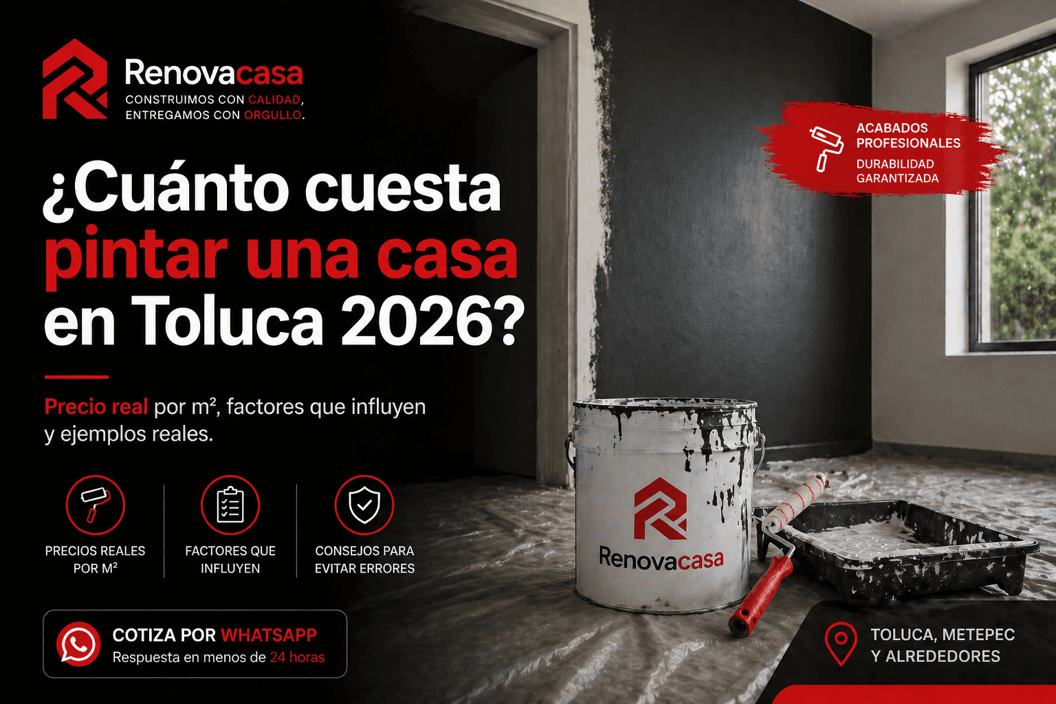 Cuánto cuesta pintar una casa en Toluca 2026 | Precio por m² real