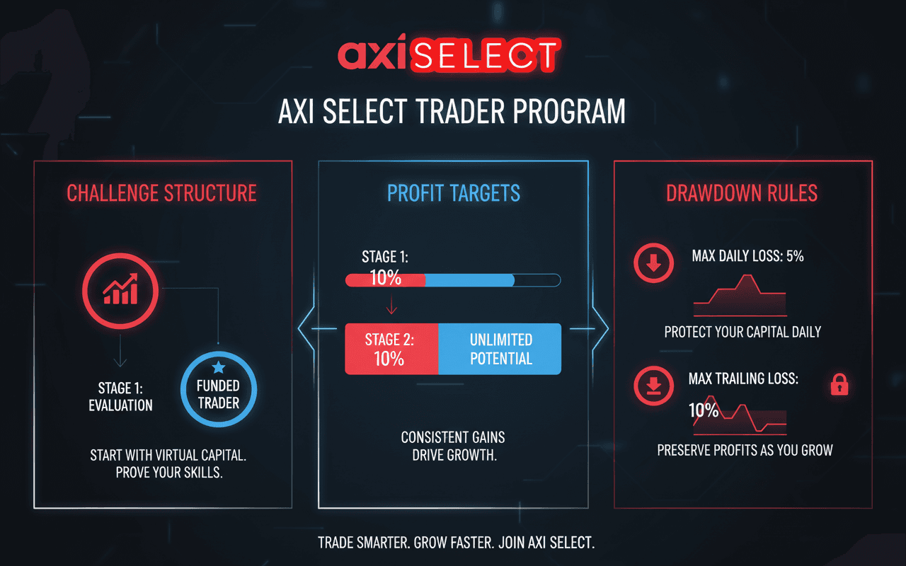 Axi Select Drawdown and Challenge Rules Infographic