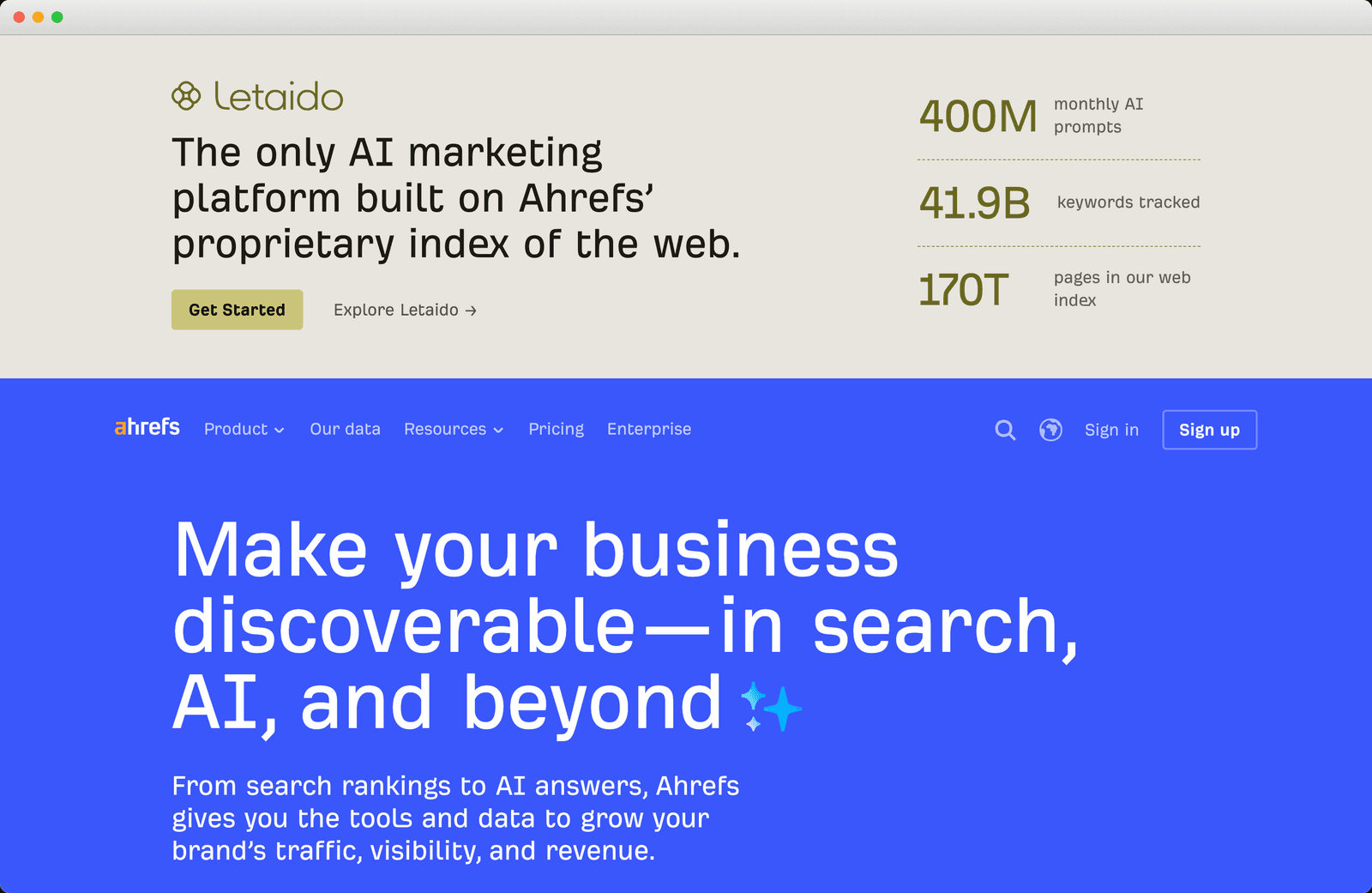 Ahrefs homepage hero