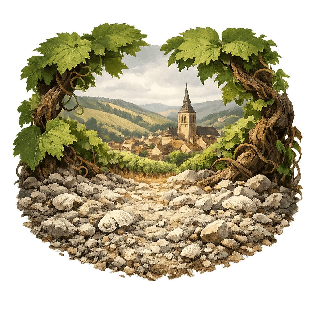 Detailed graphic of the Côte des Bar wine region.