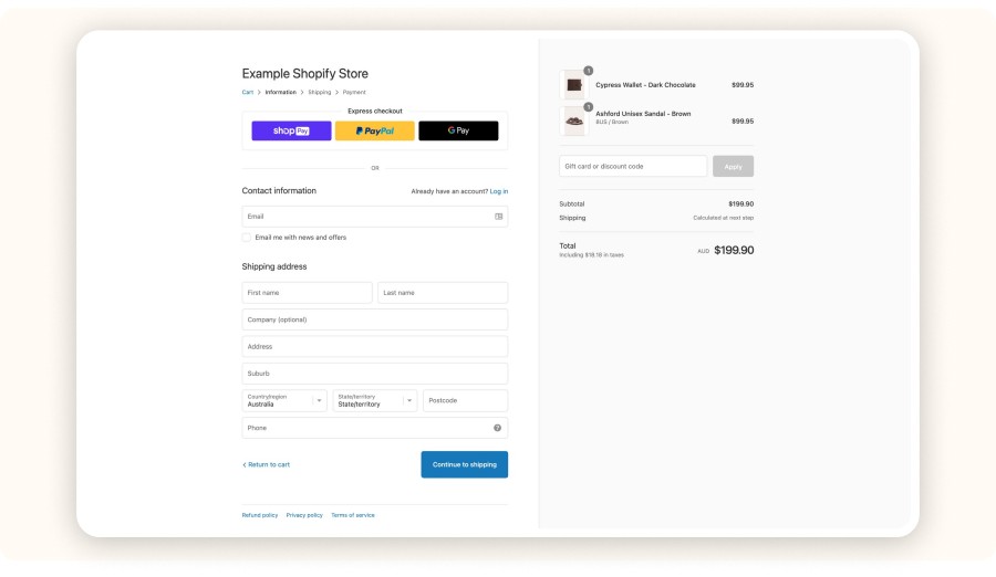 Shopify Store Example