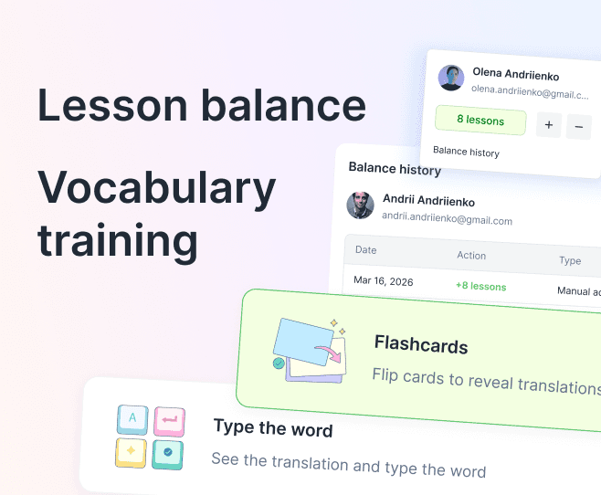 New Features: Vocabulary Training, Lesson Balance & Improved Lesson Search