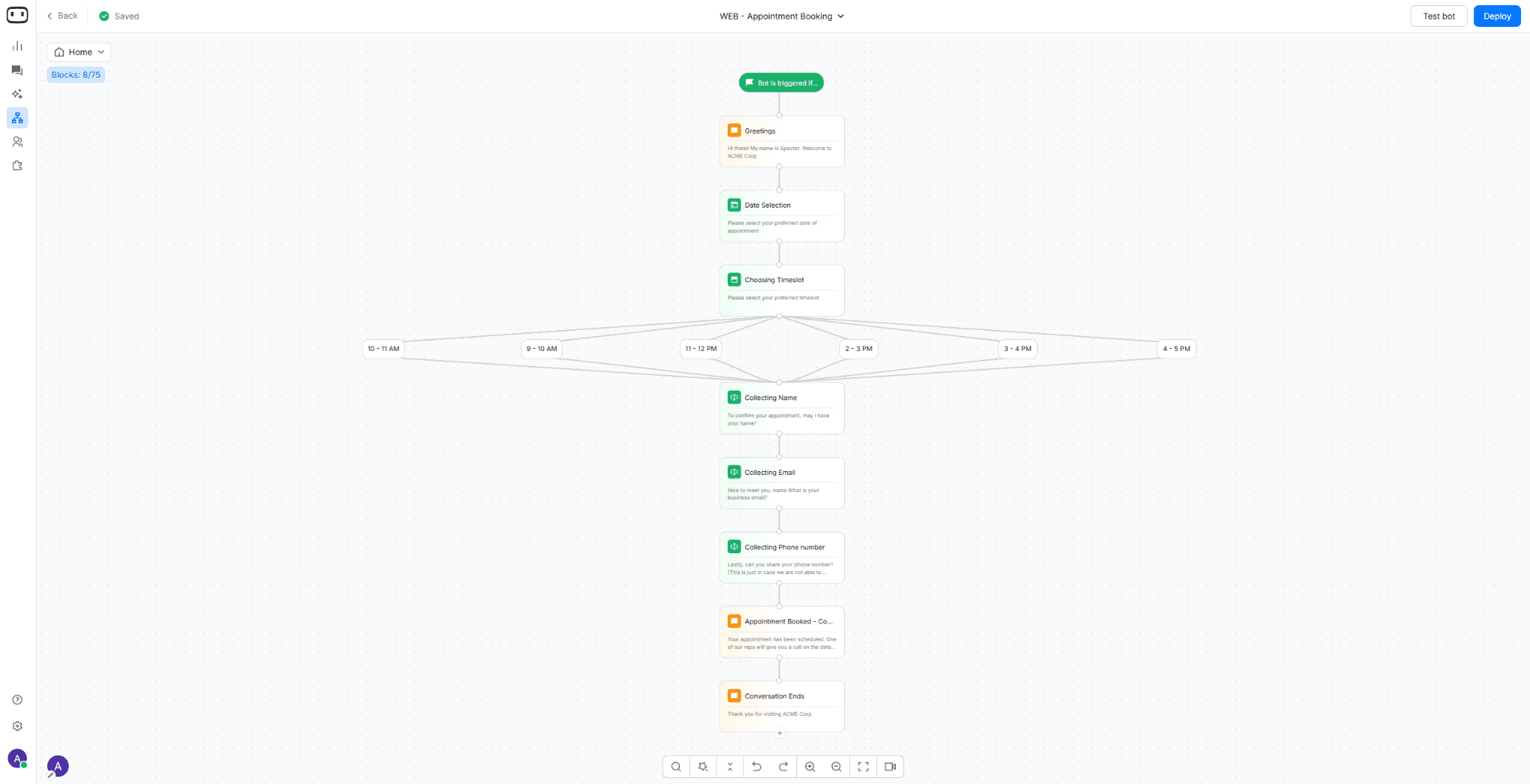 WotNot bot builder canvas