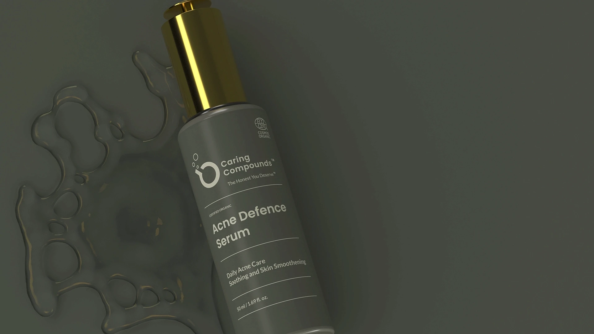 3D rendered product visualization of Caring Compounds product range in lifelike shots