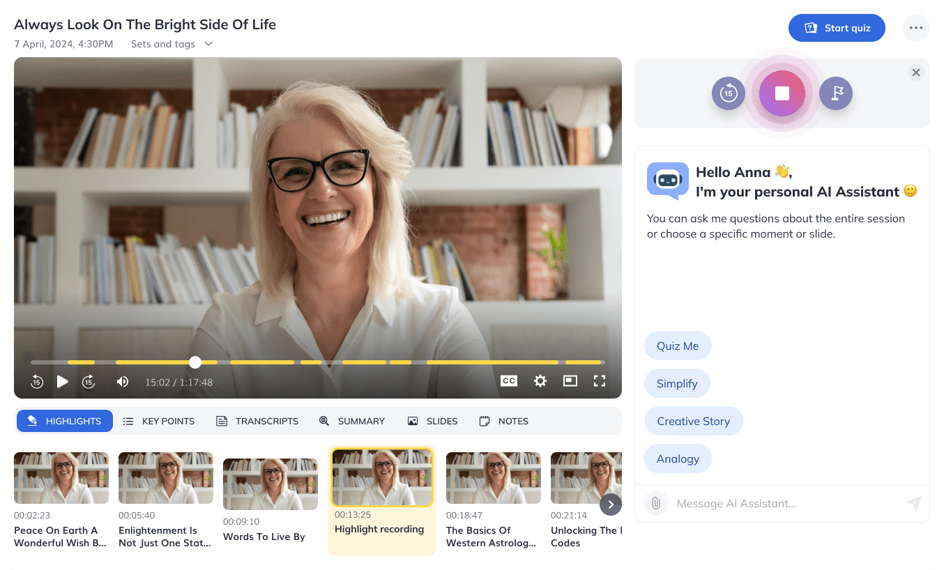 Jamworks desktop app showing highlights