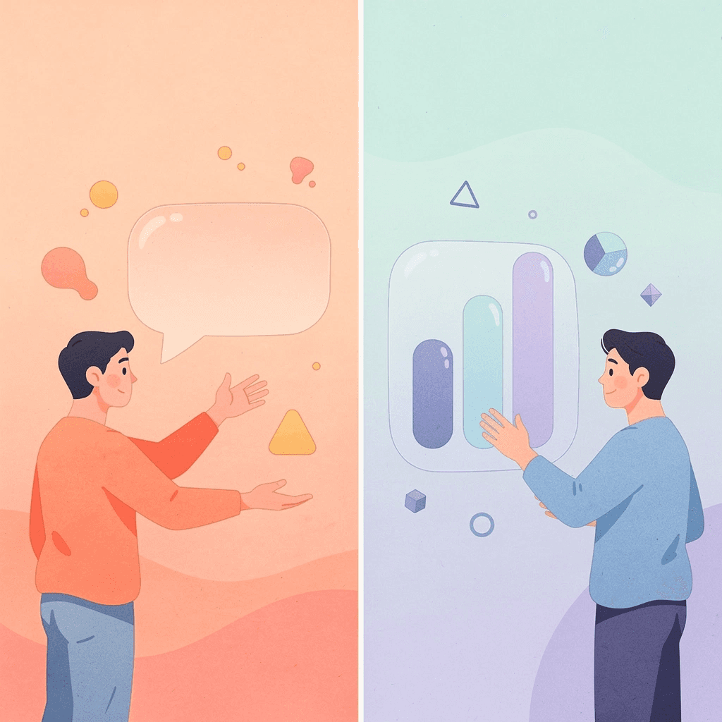 Split scene showing structured learning versus game-based learning approaches