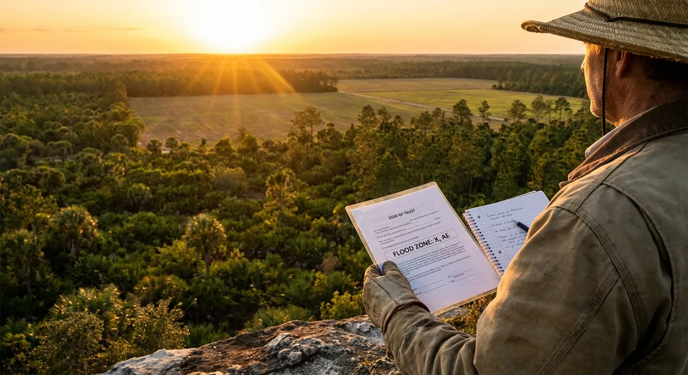 Man reading documents at sunset over a forest, RockN' Socials Digital Marketing.