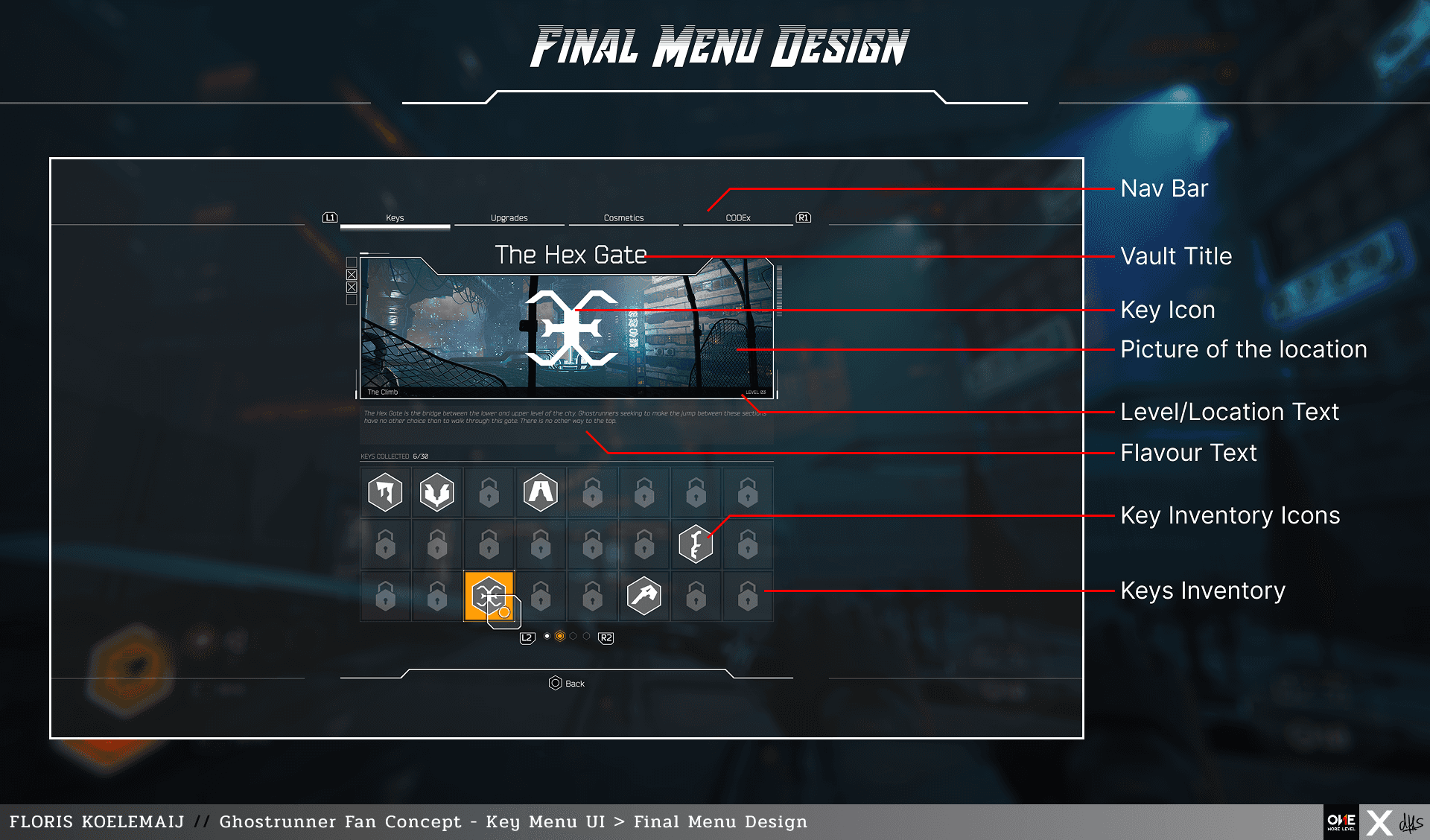 Ghostrunner Fan Concept key menu UI design