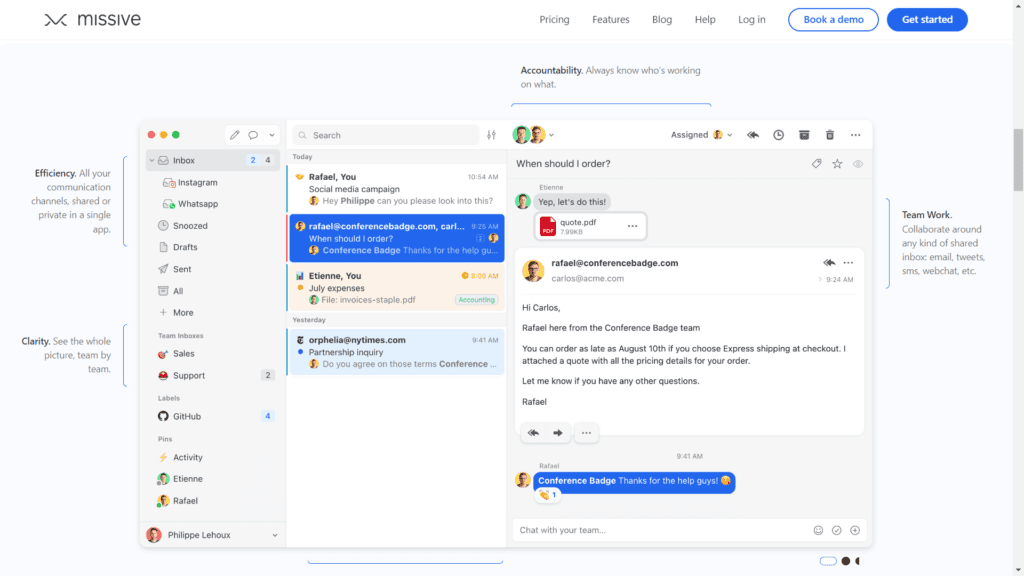 Missive, akıllı gelen kutusu
