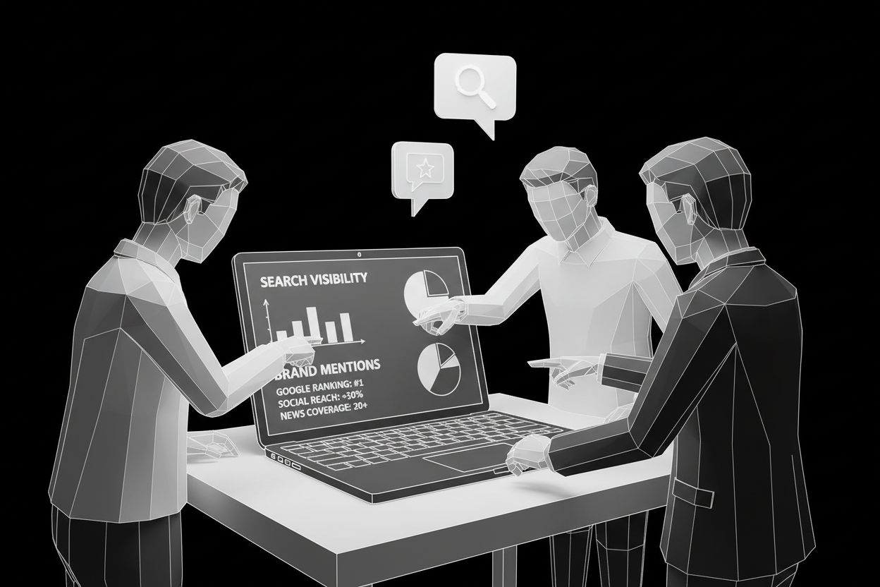 A marketing team reviewing search visibility