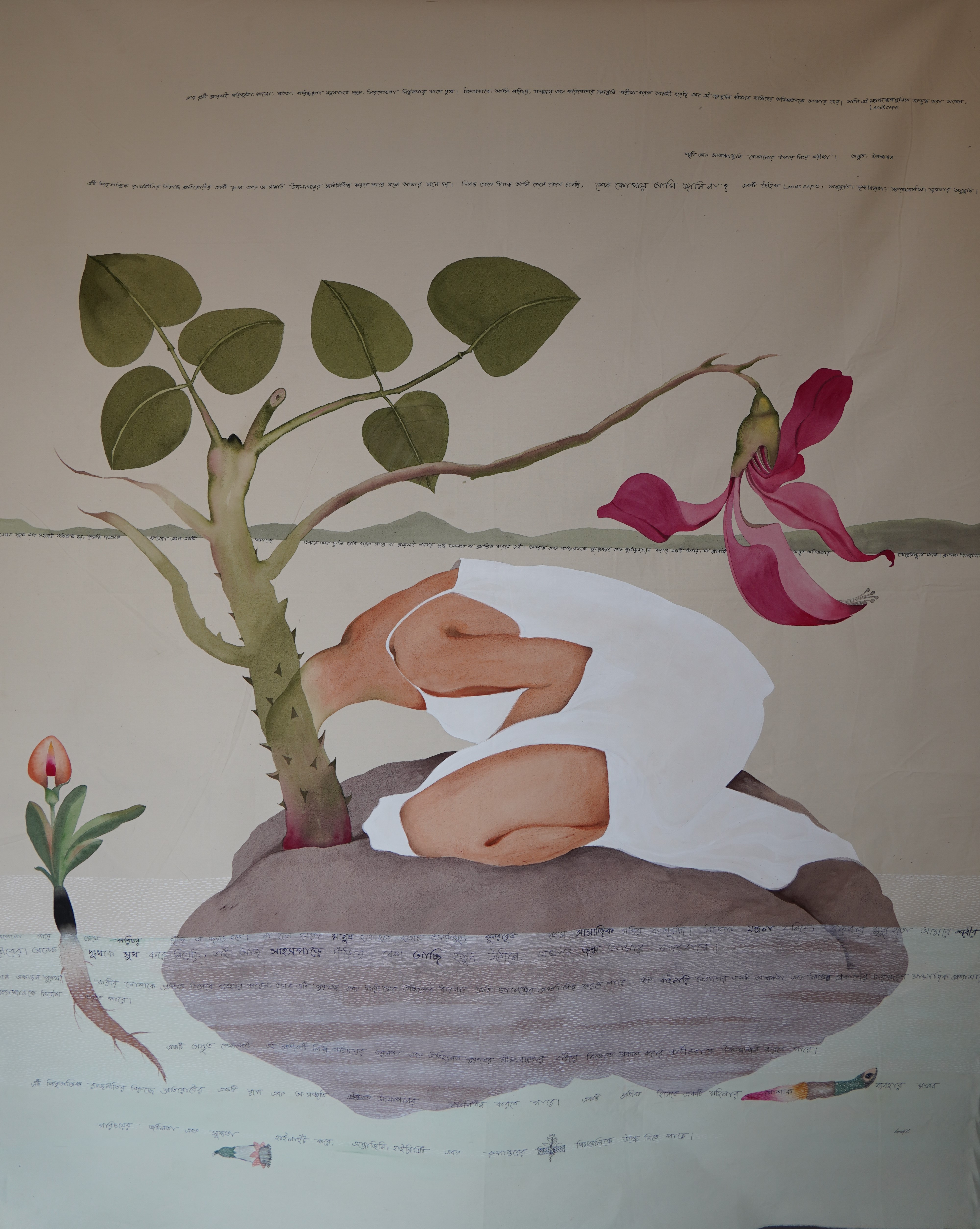 herd of sheep on road painting