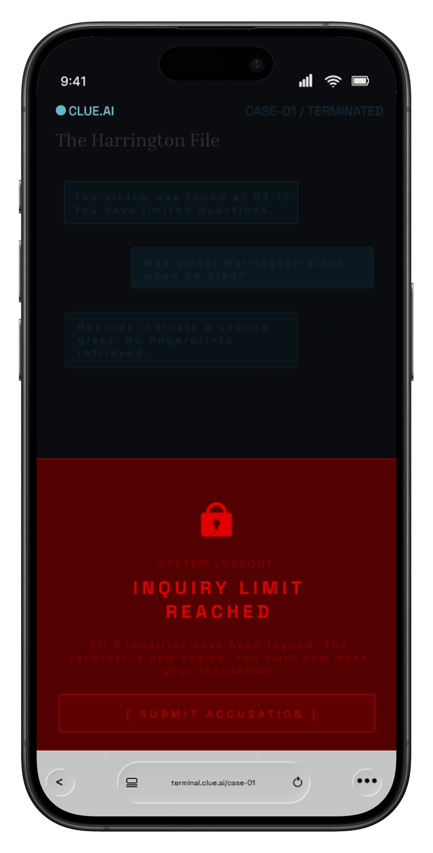 CLUE.AI Terminal Screens