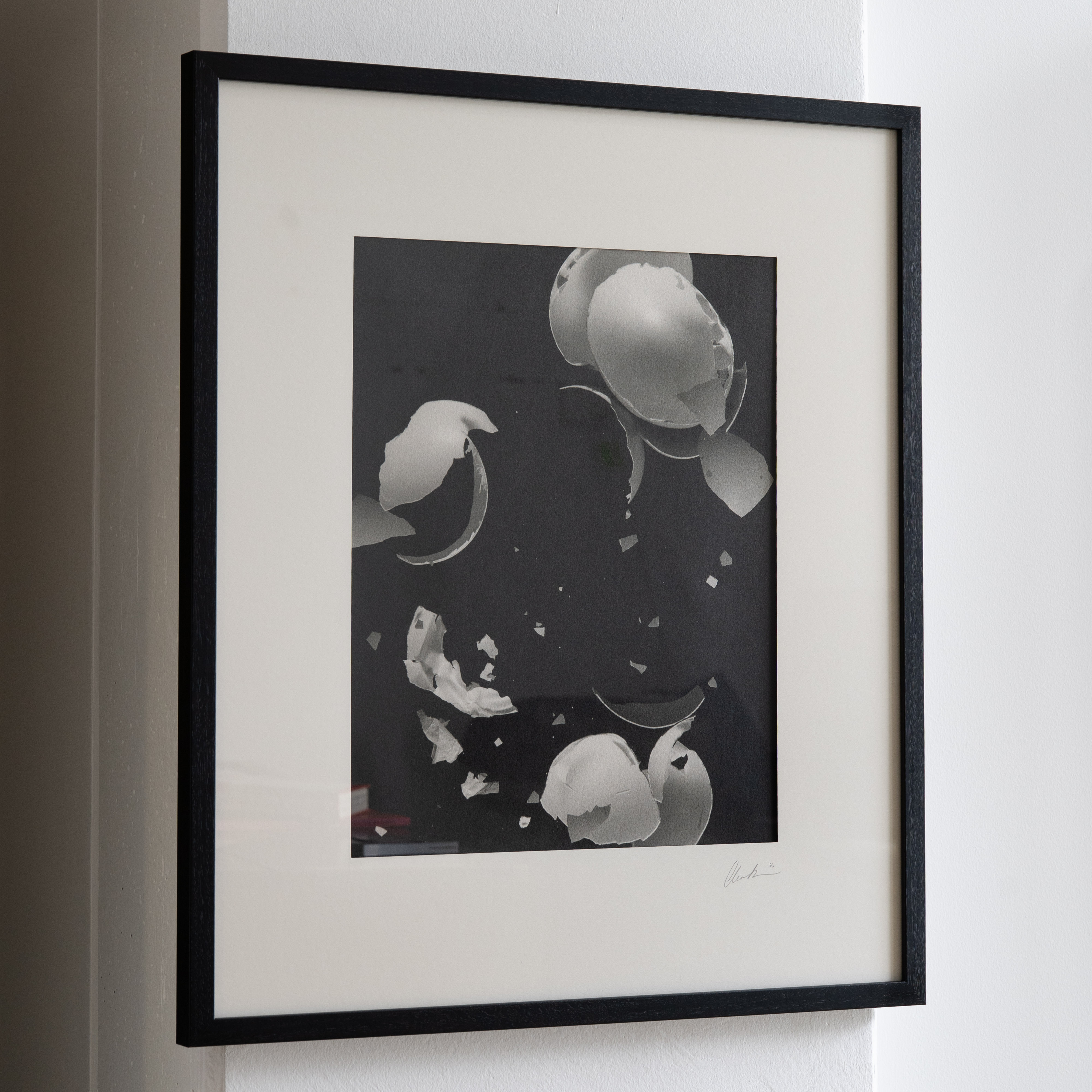 Darkroom prints drying on wire racks