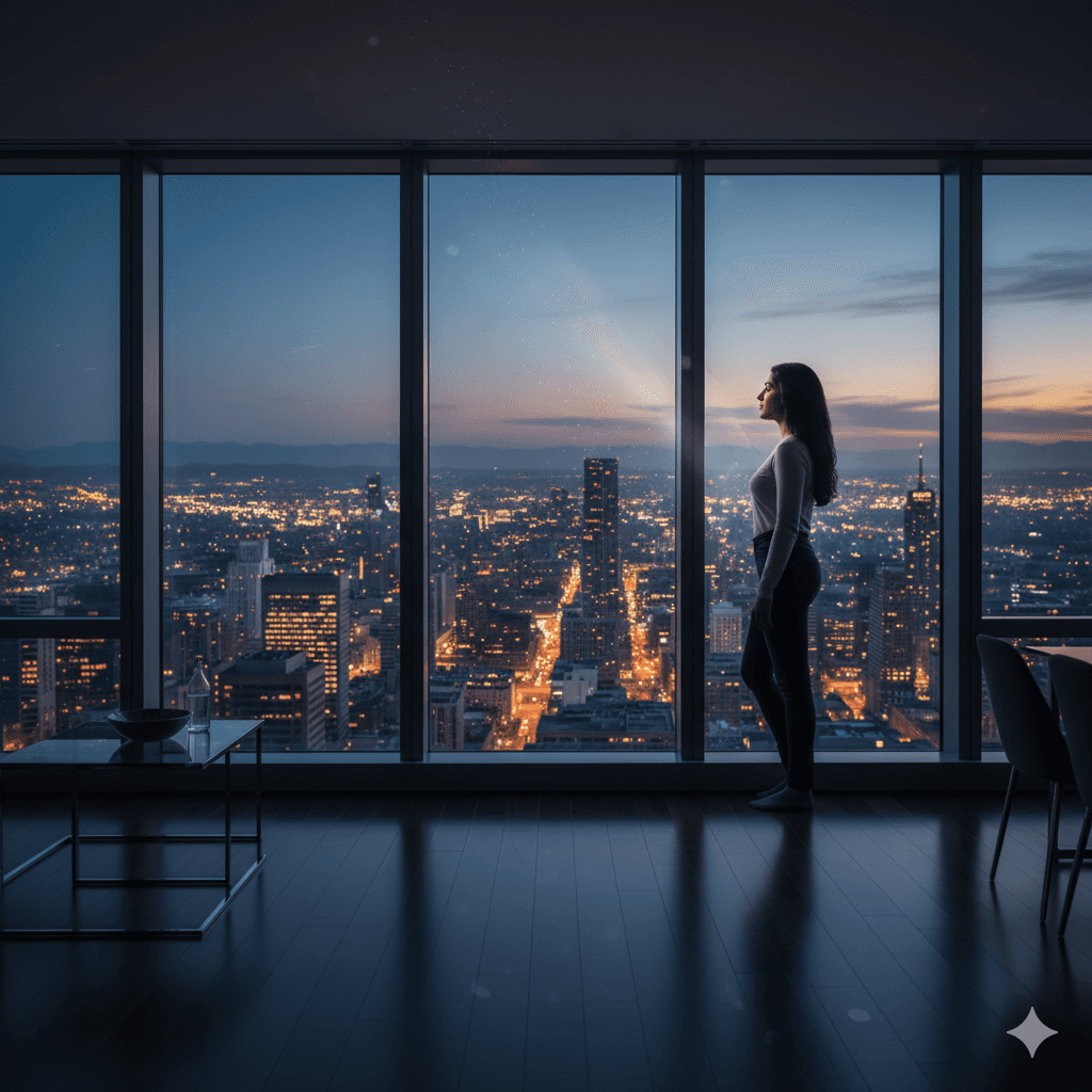 Panoramic city skyline view from ultra-luxury apartment in Dwarka Expressway
