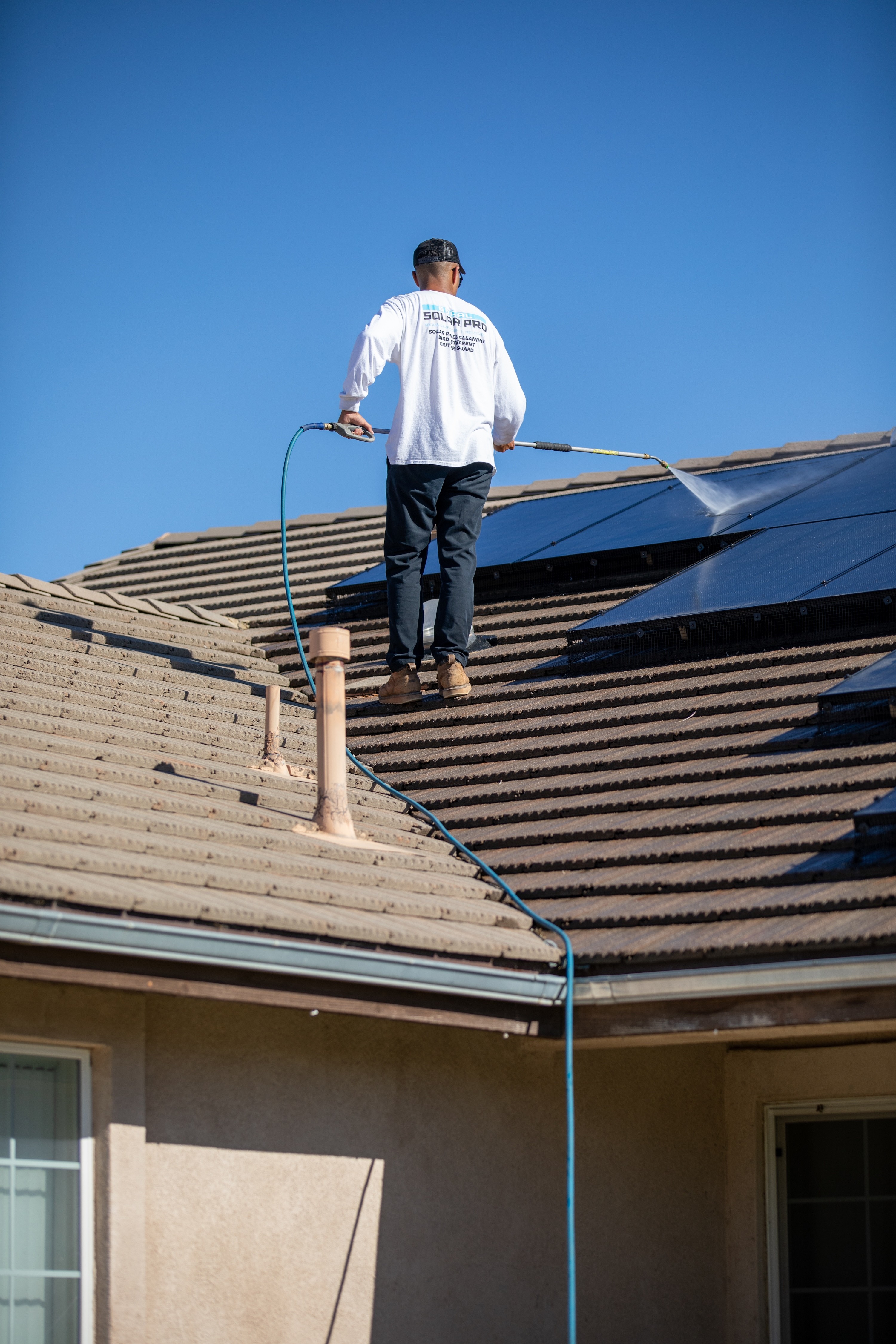 Cleaning solar panels in Temecula CA by SoCal Solar Pro