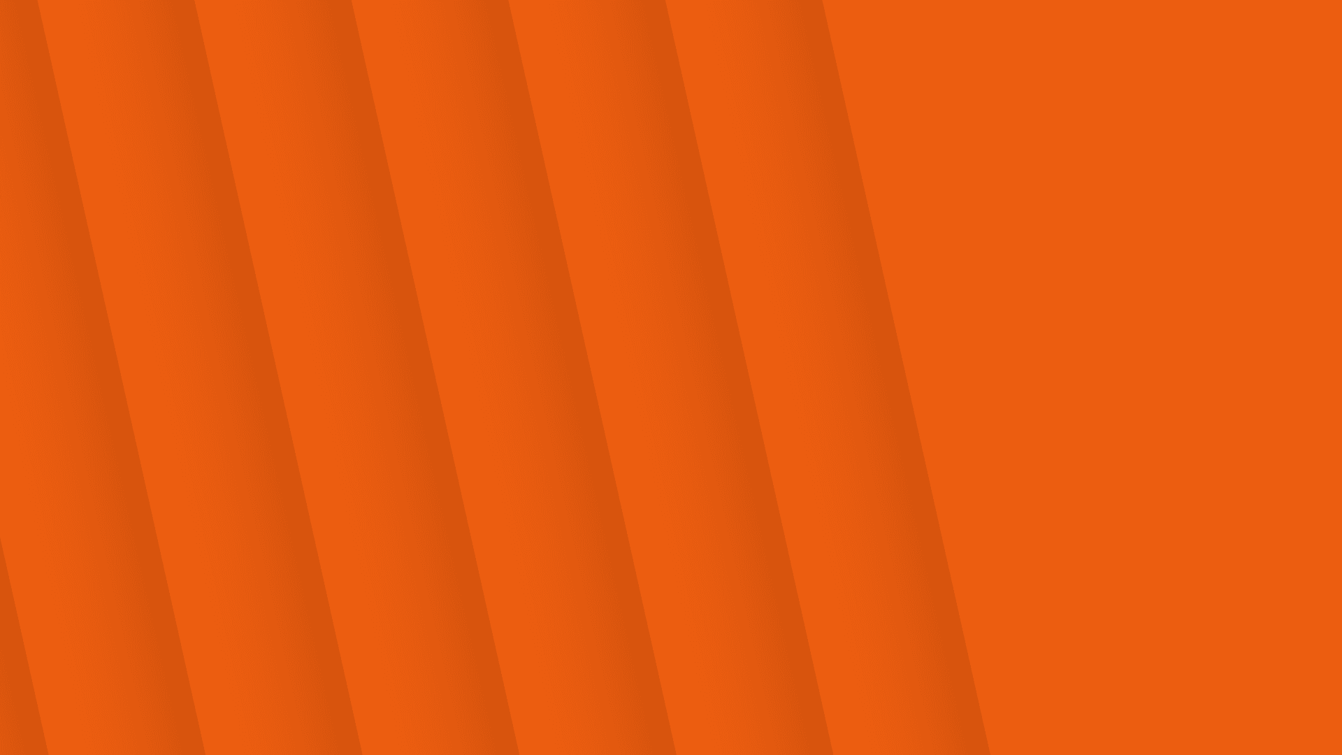 A bold orange diagonal striped background, suggesting energy or movement.