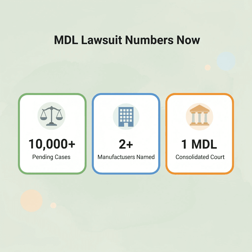  Infographic showing key statistics about the Ozempic MDL lawsuit