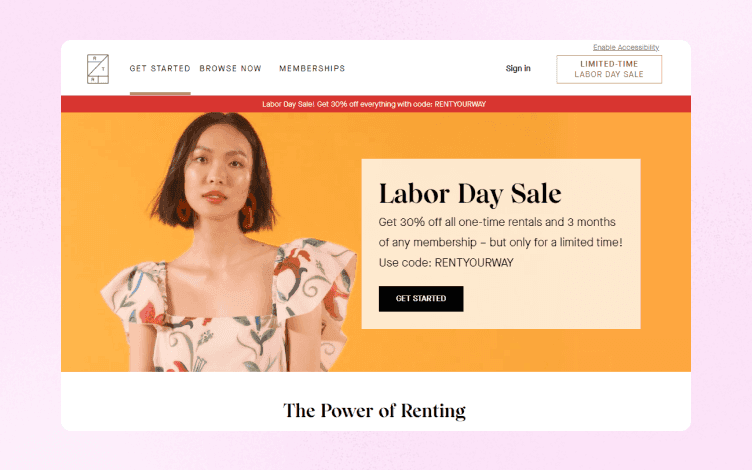 Rent the Runway Website