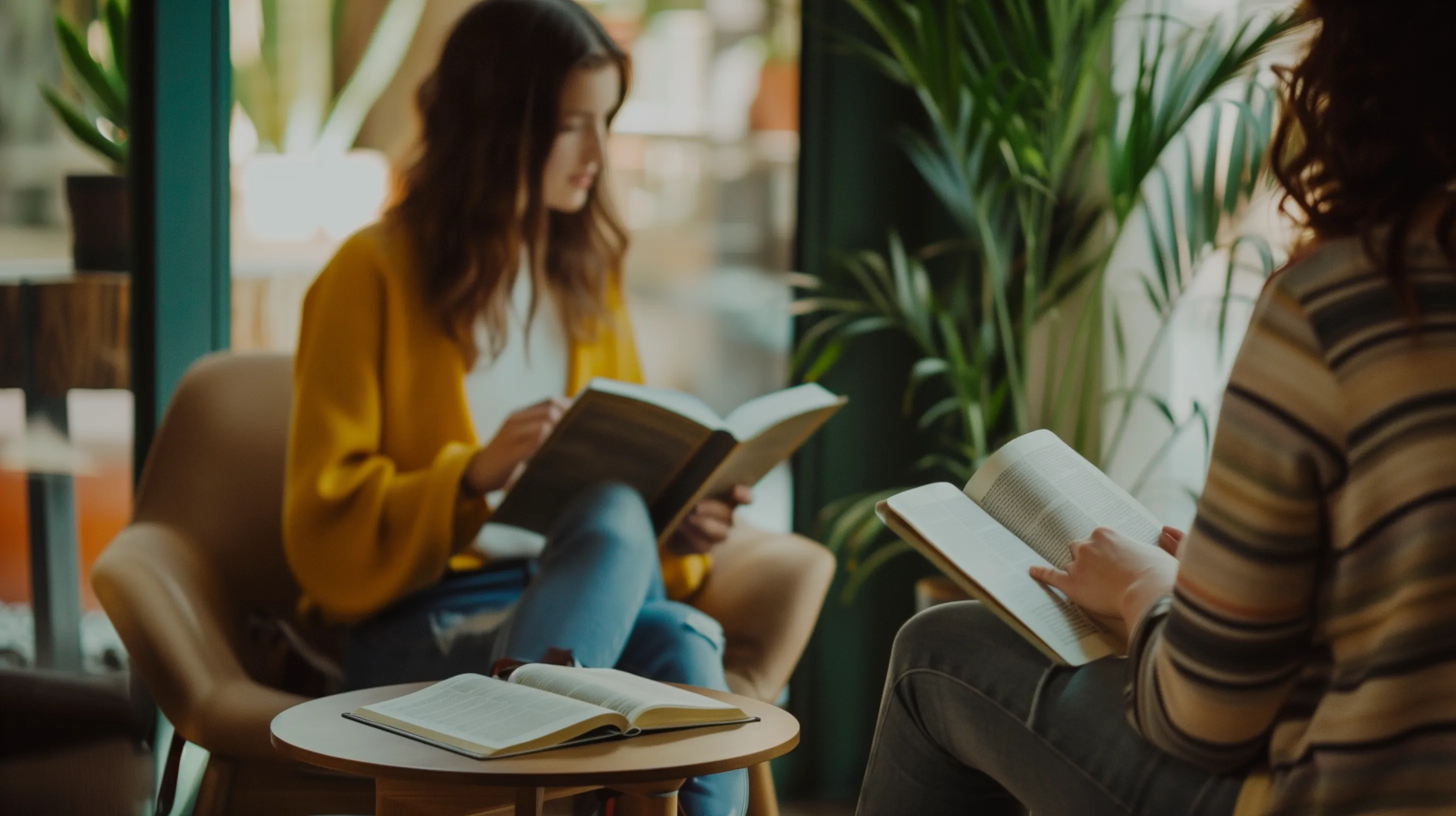 client reading bible with therapist as they do therapy