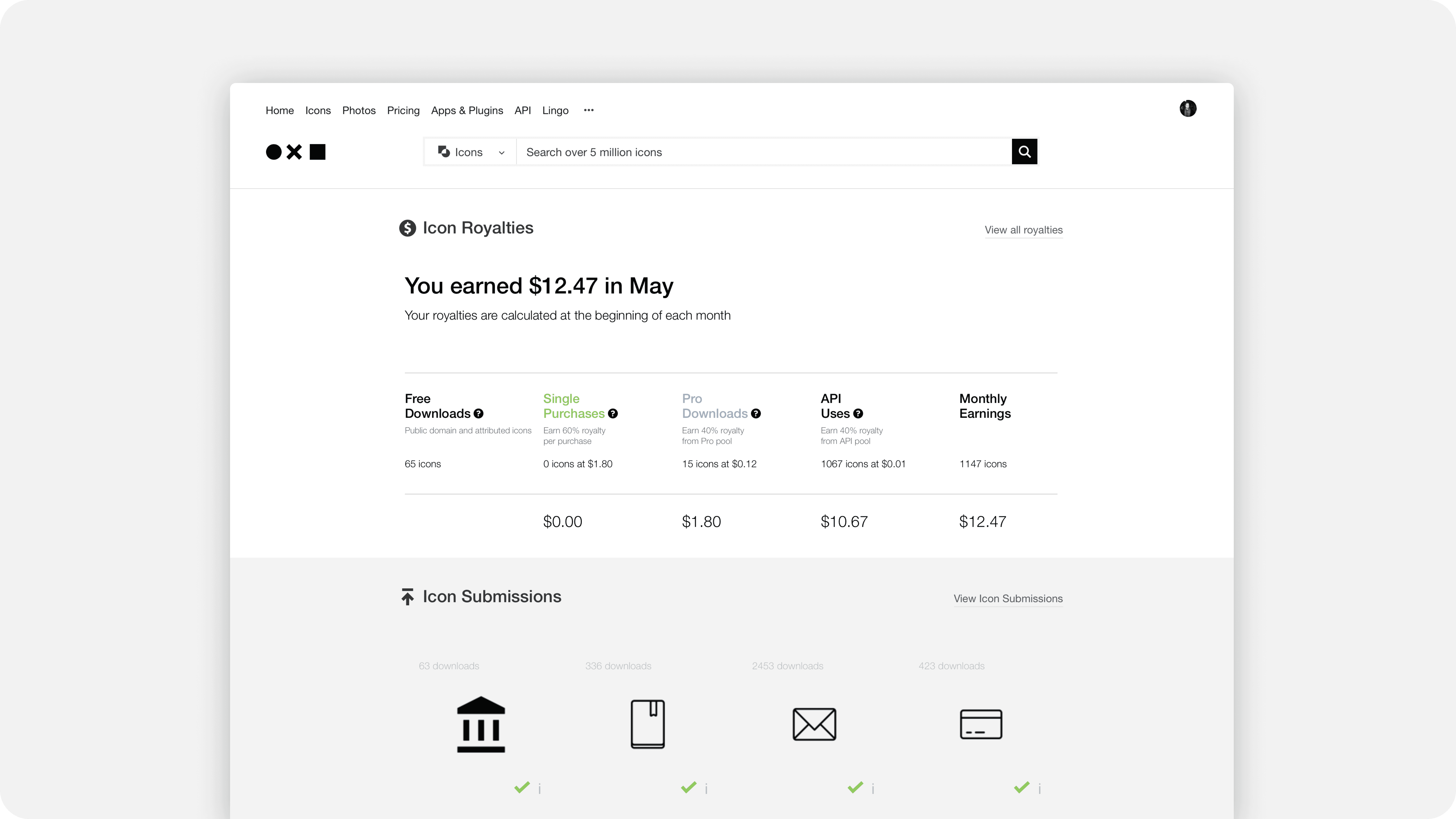 Noun Project Creator Dashboard