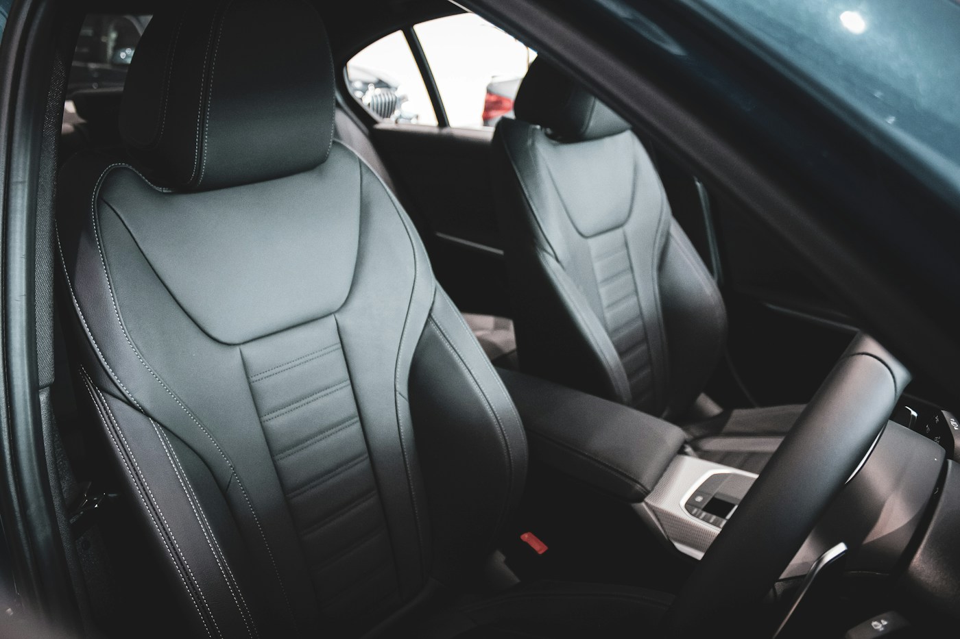 Detail van lederen autostoelen