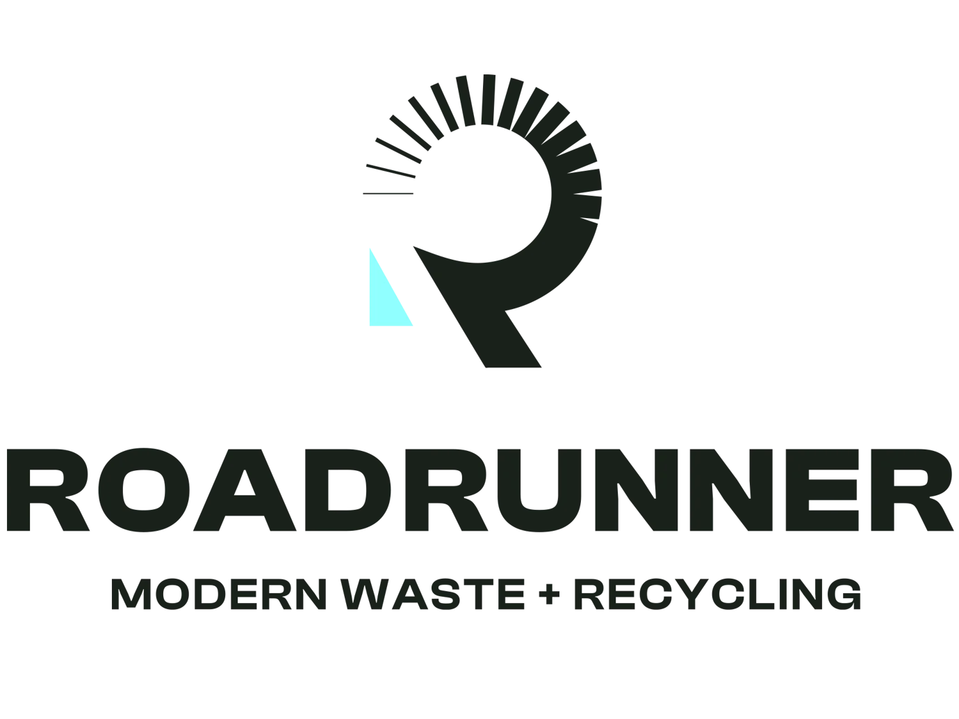 RoadRunner logo with the text 'Modern Waste Recycling' underneath, featuring a stylized 'R' icon with lines suggesting movement or recycling
