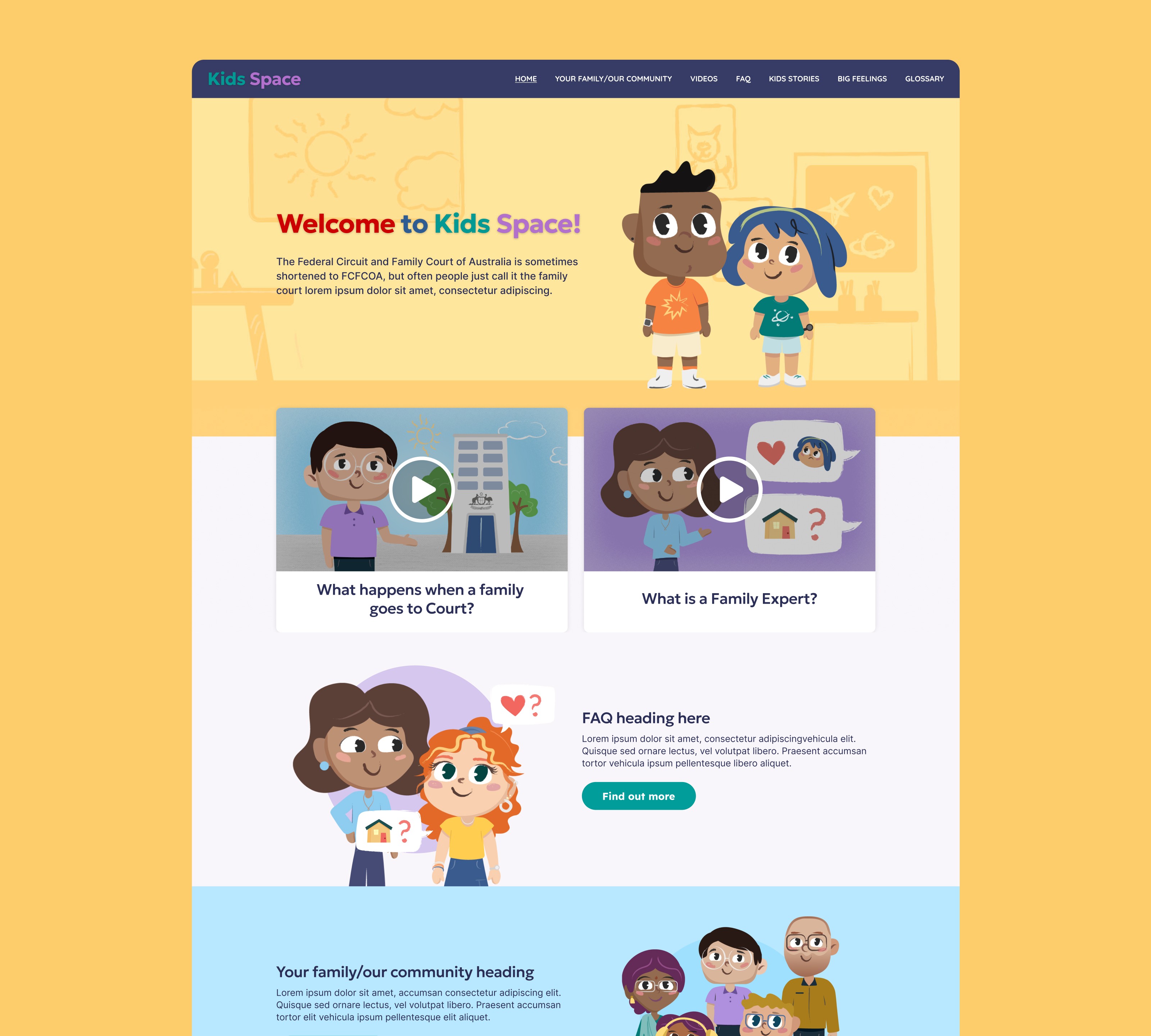 Kids space homepage