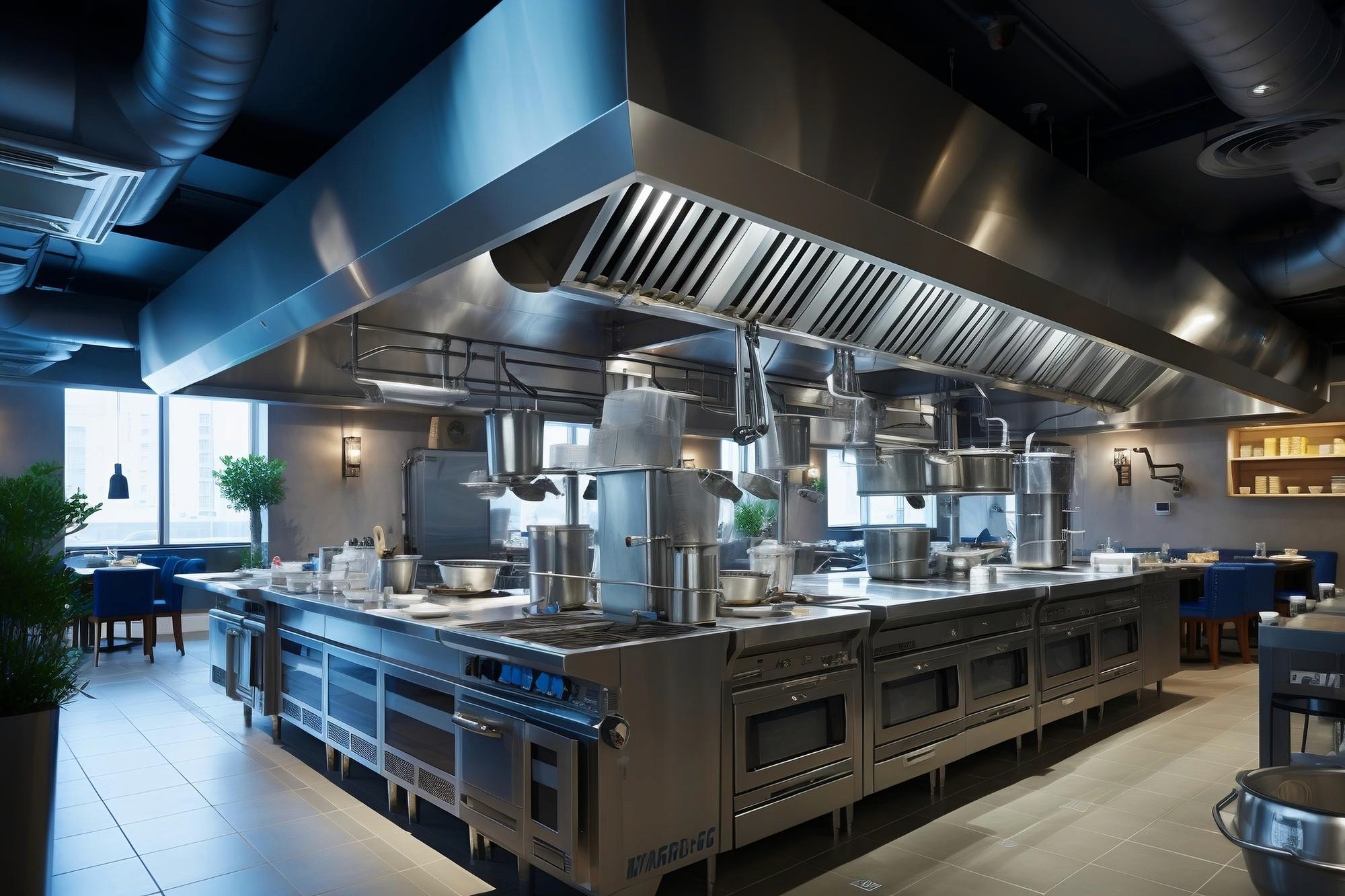 香港機場店舖裝修與餐廳翻新必須符合嚴格的商用廚房通風排氣 (HVAC) 與消防系統接駁標準Commercial kitchen HVAC ventilation and fire system installation for airport shop fit-out and restaurant renovation