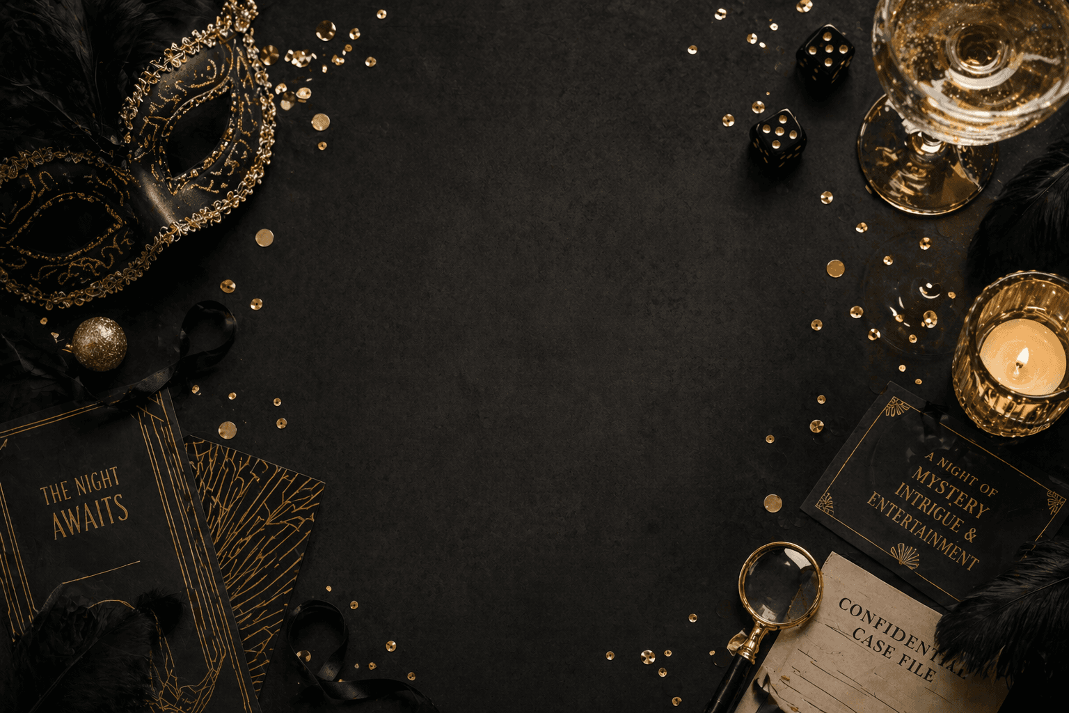 Background image for events. Its a black background with objects placed around the outside.