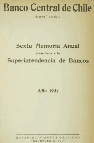 Banco Central de Chile. Memoria Anual 1931