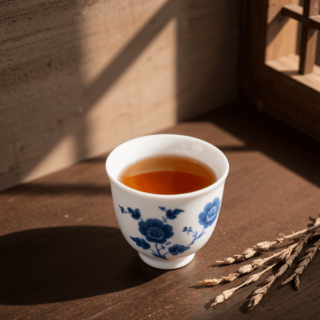 product photography of a cup of herbal soup with nuts and dried fruits