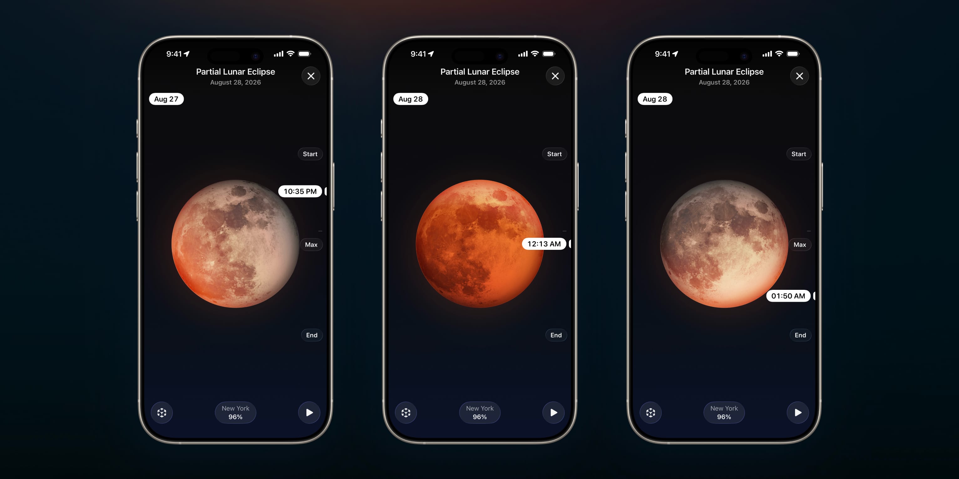 Map page of Moonlitt App. Annular Solar Eclipse 17 February 2026