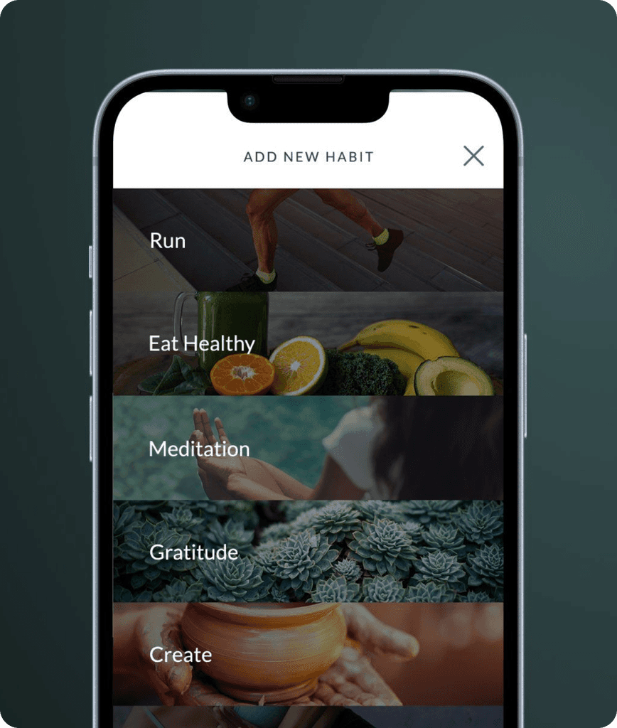 Phone screen showing habit options
