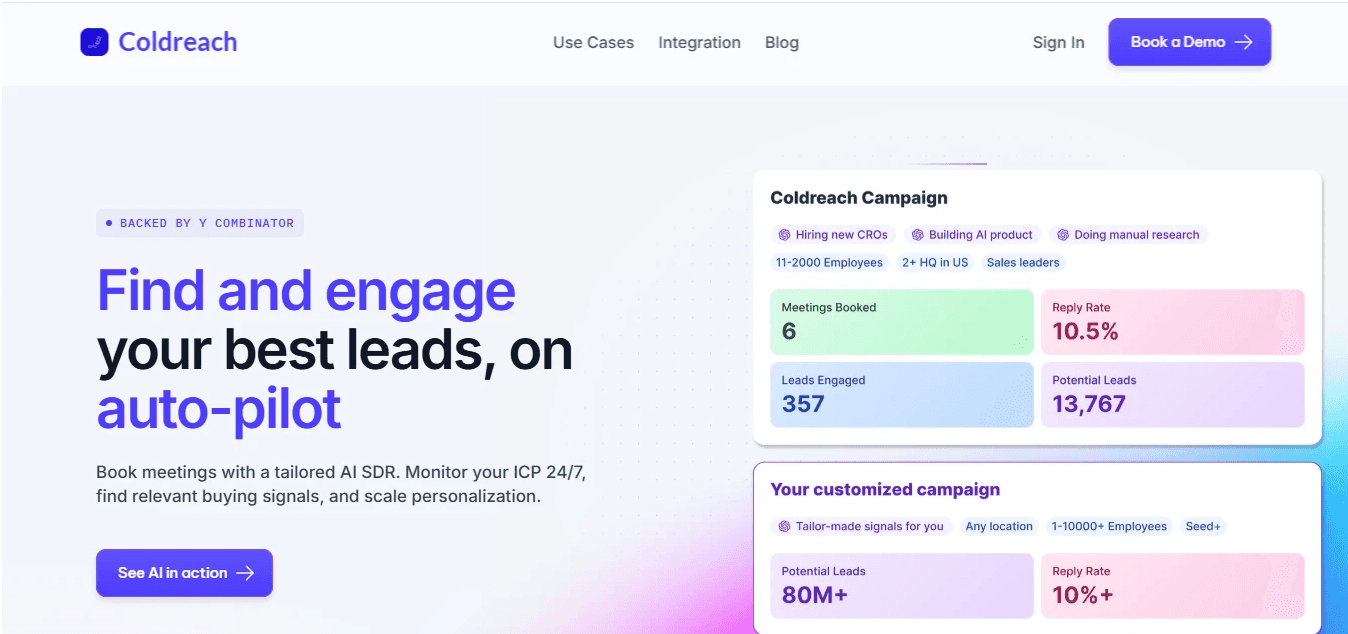 Coldreach.ai Homepage