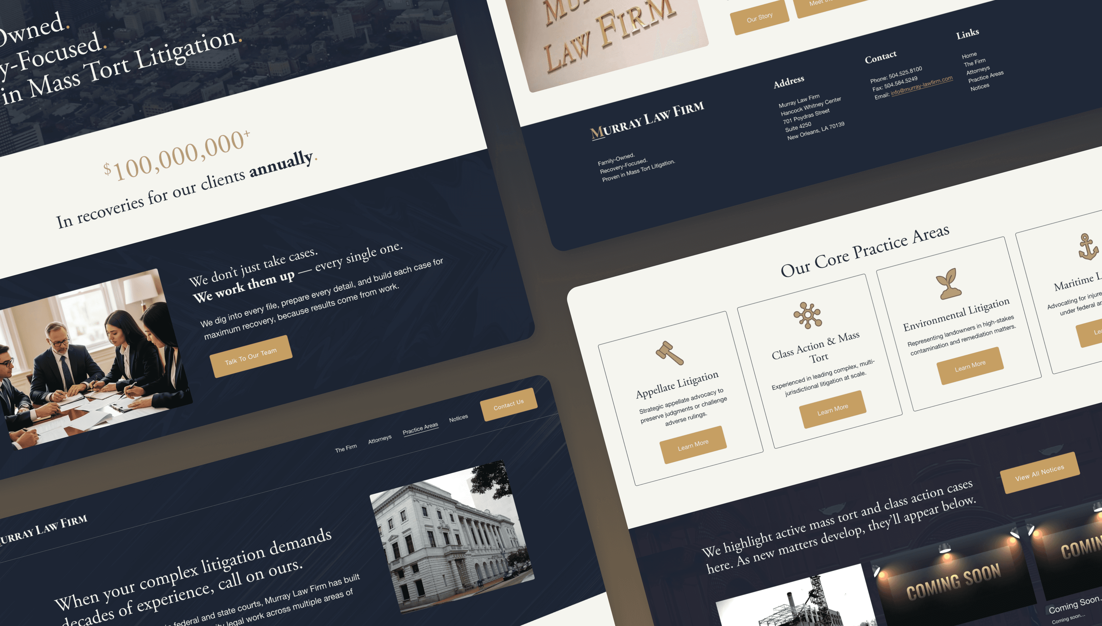 Angled Array of Murray Law Firm's Redesigned Website
