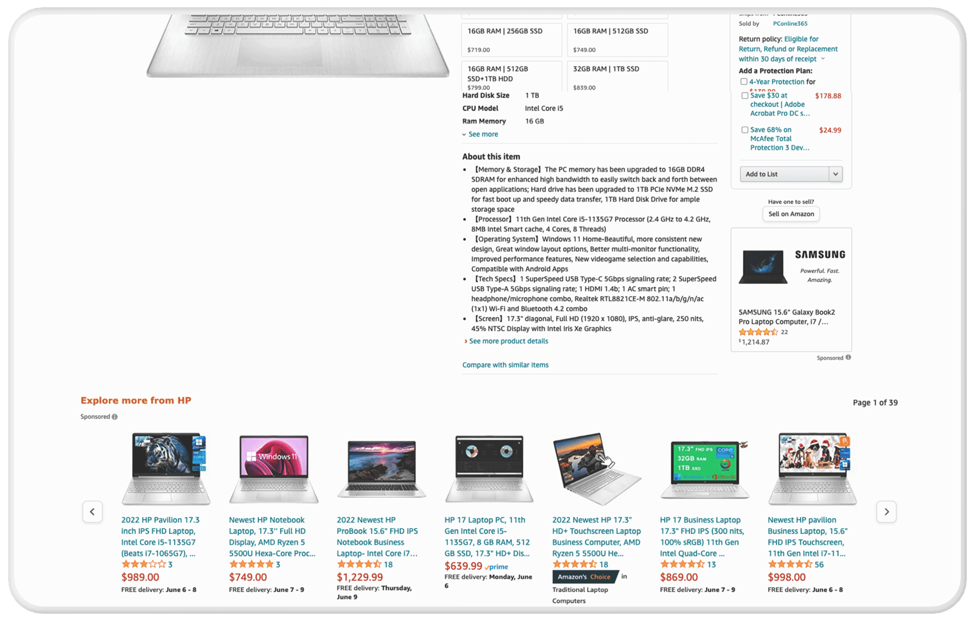 Sponsored Products widget on detail page