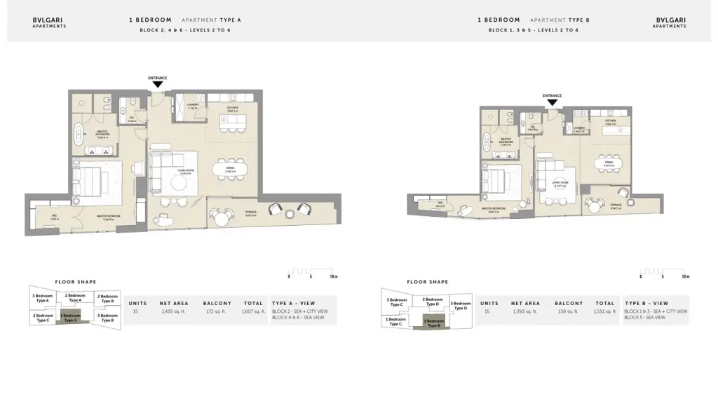 Bvlgari Resort & Residences Floor Plan 1BR