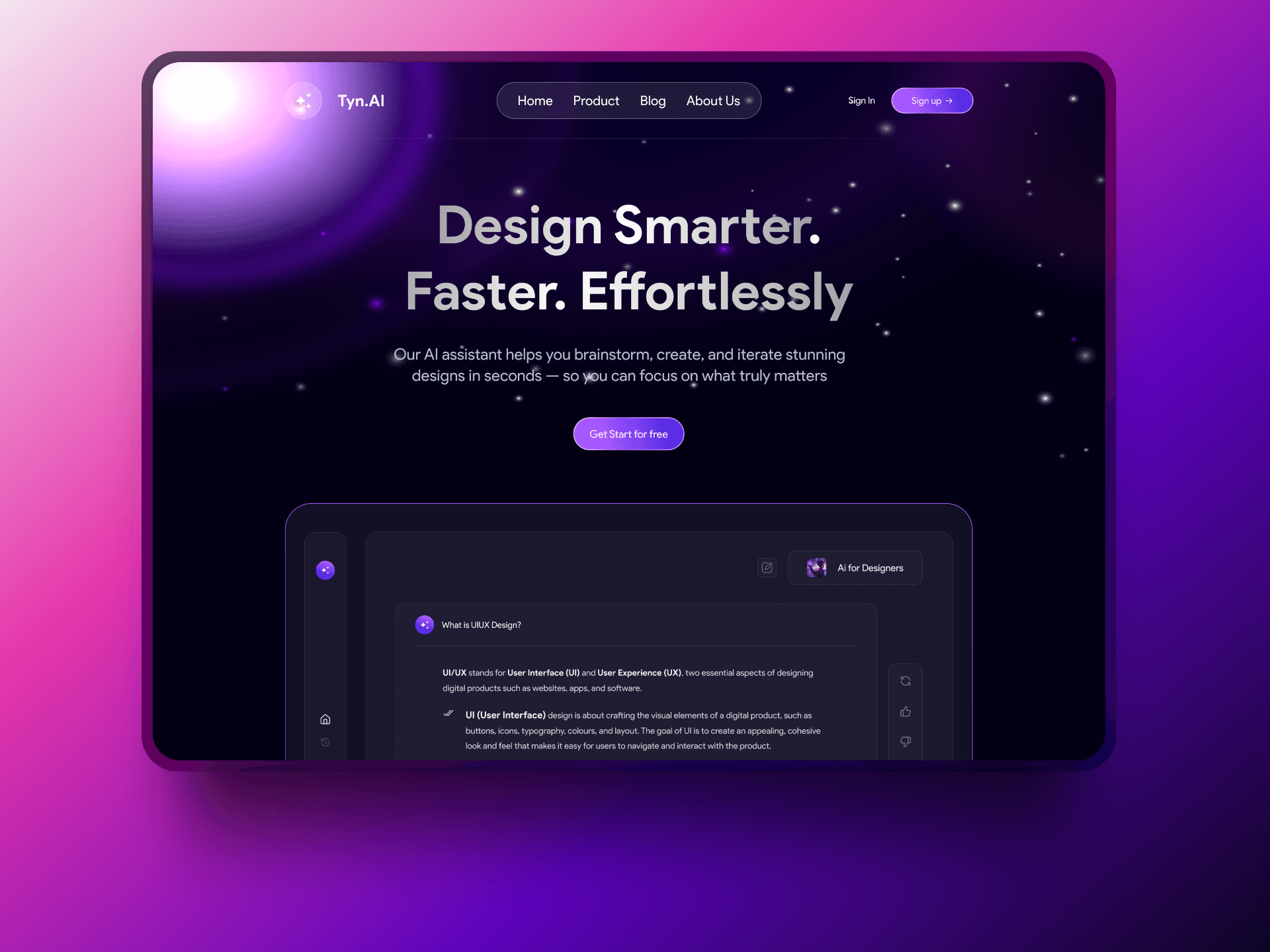 AI for Designers Landing Page