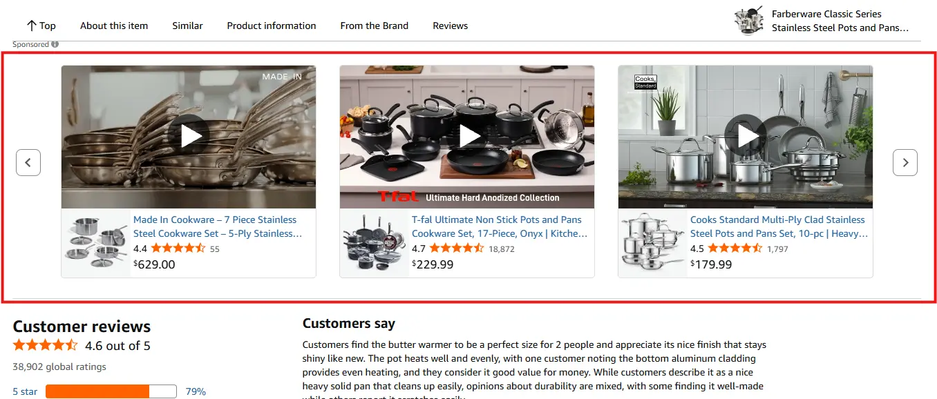Customer Review Areas