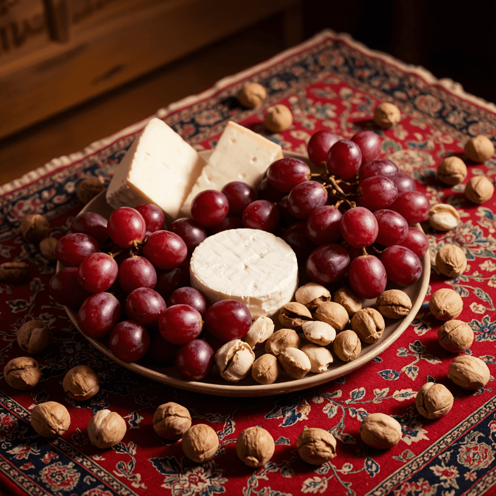 product photography of a plate of mixed fruits and nuts