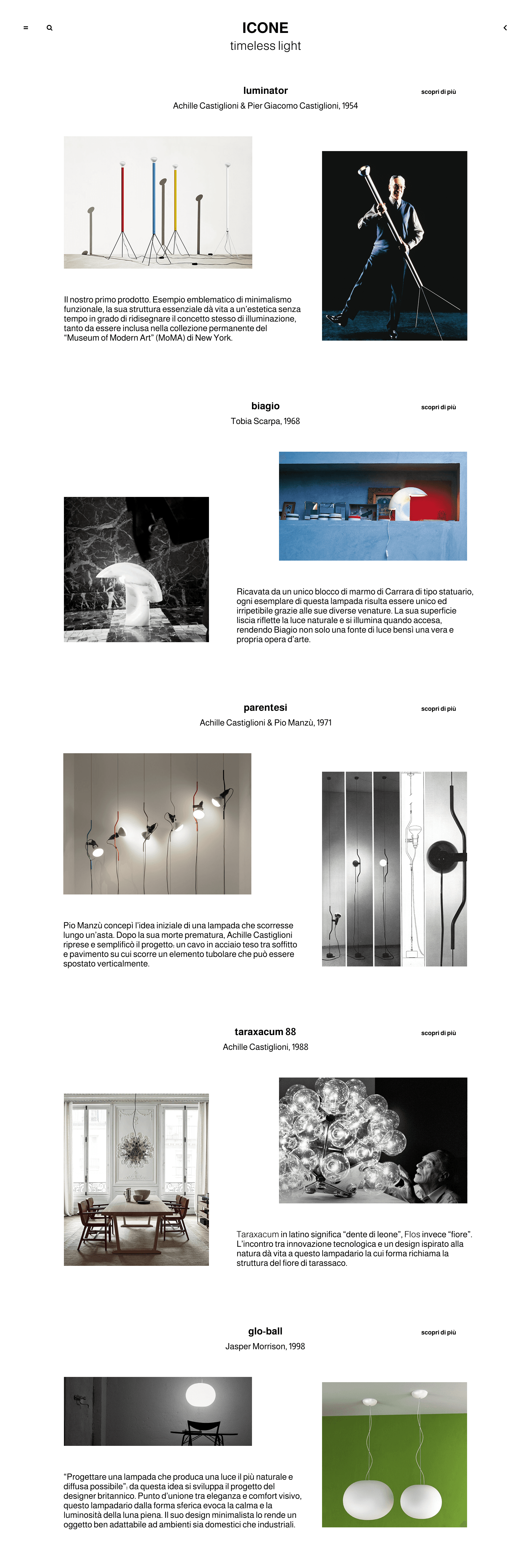 Flos redesign - icon page