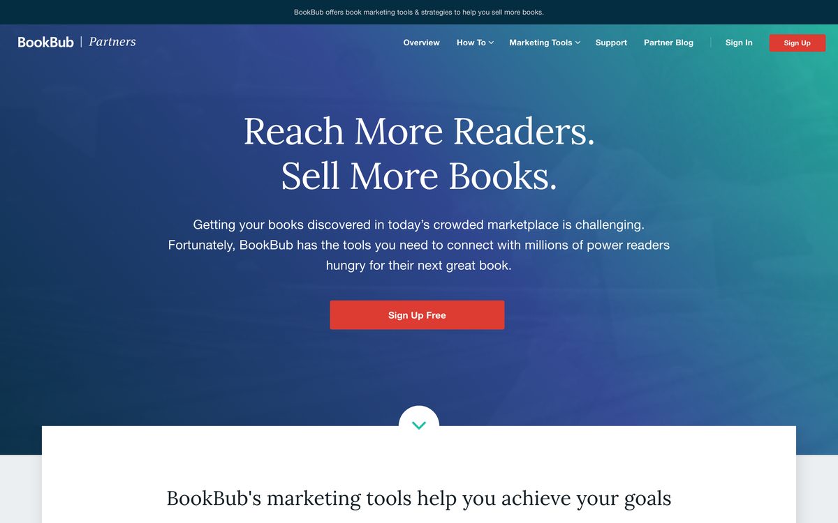 The BookBub Partners home page