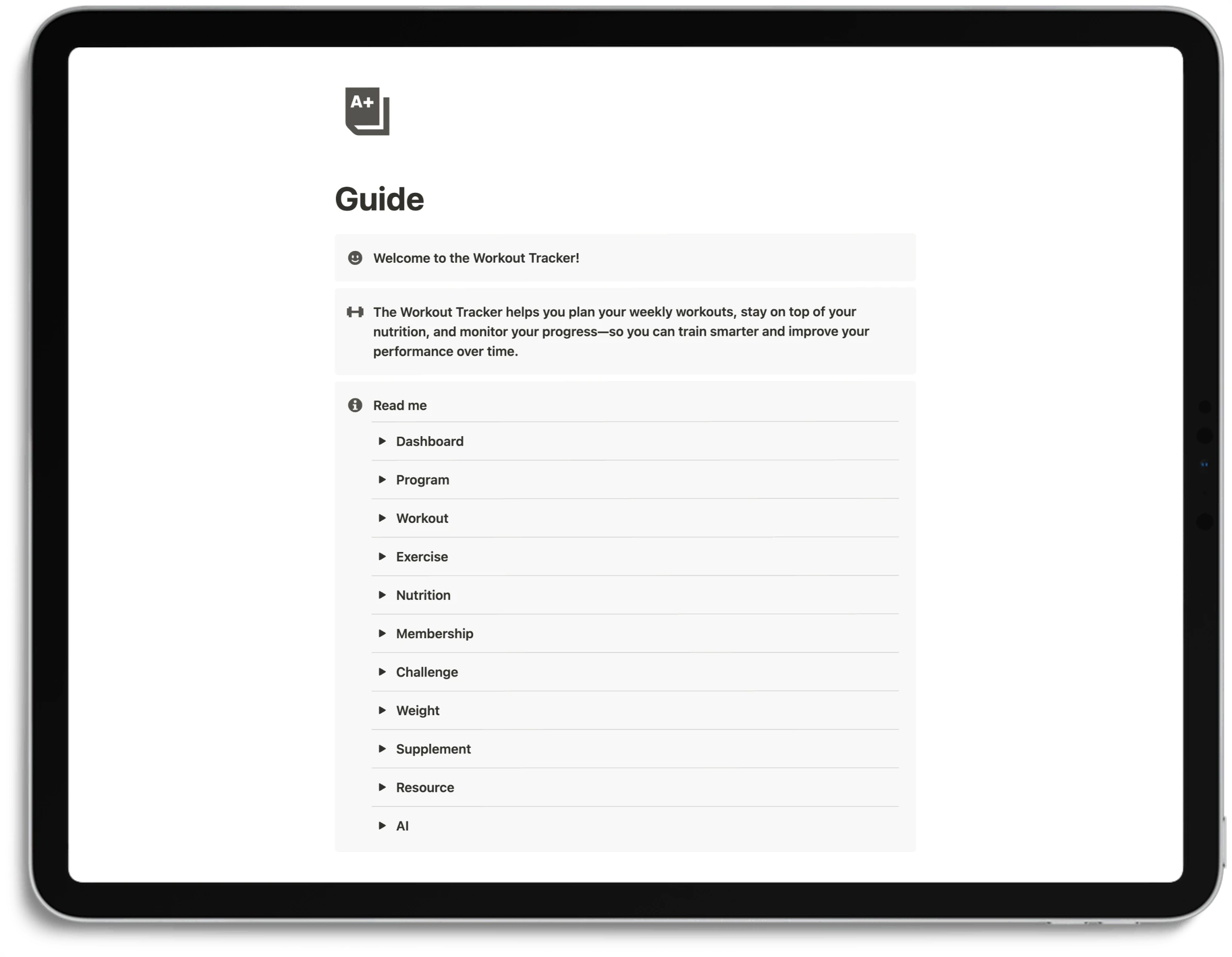 Notion Workout Tracker - Guide