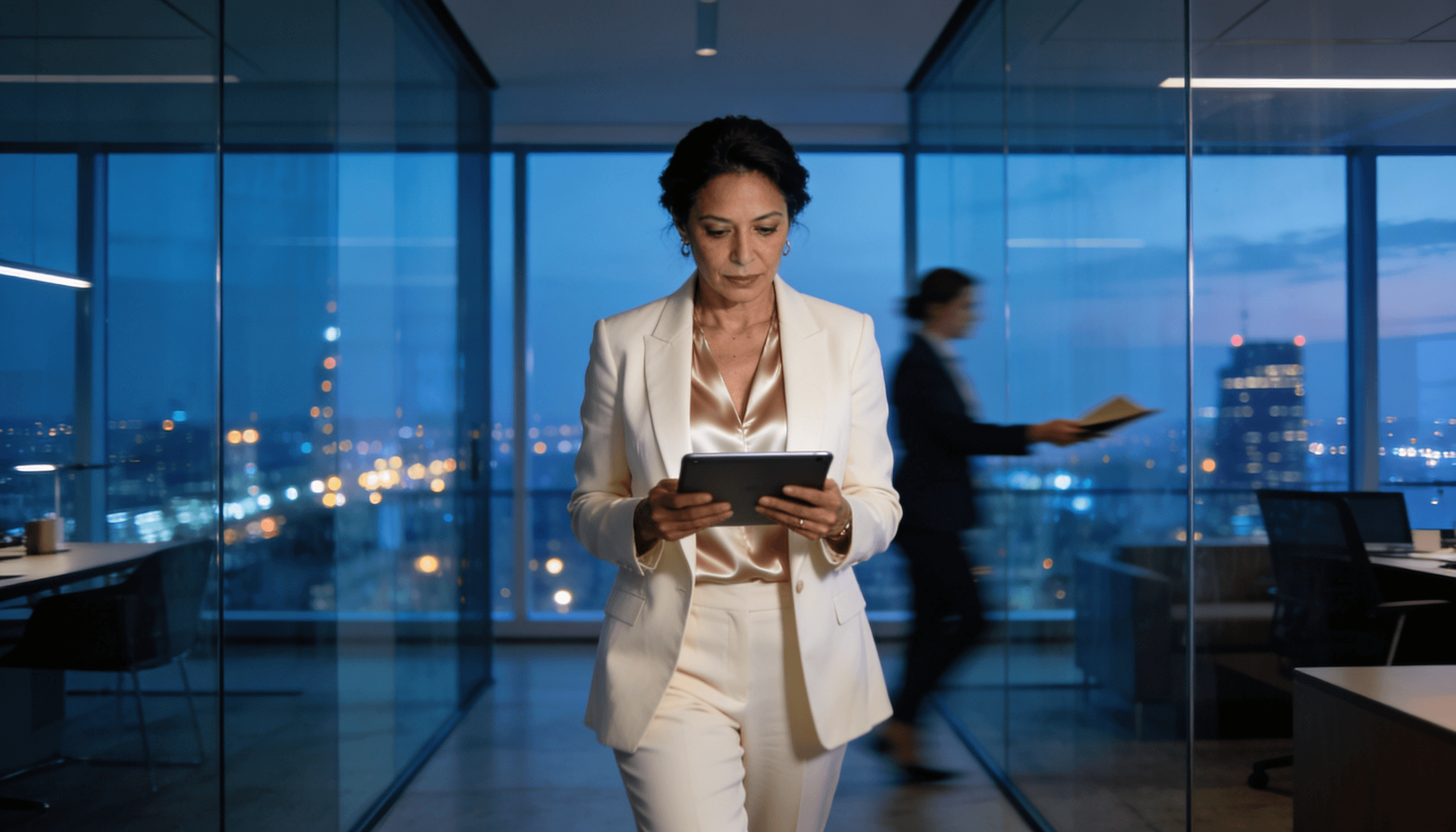 Business owner reviewing documents at a desk