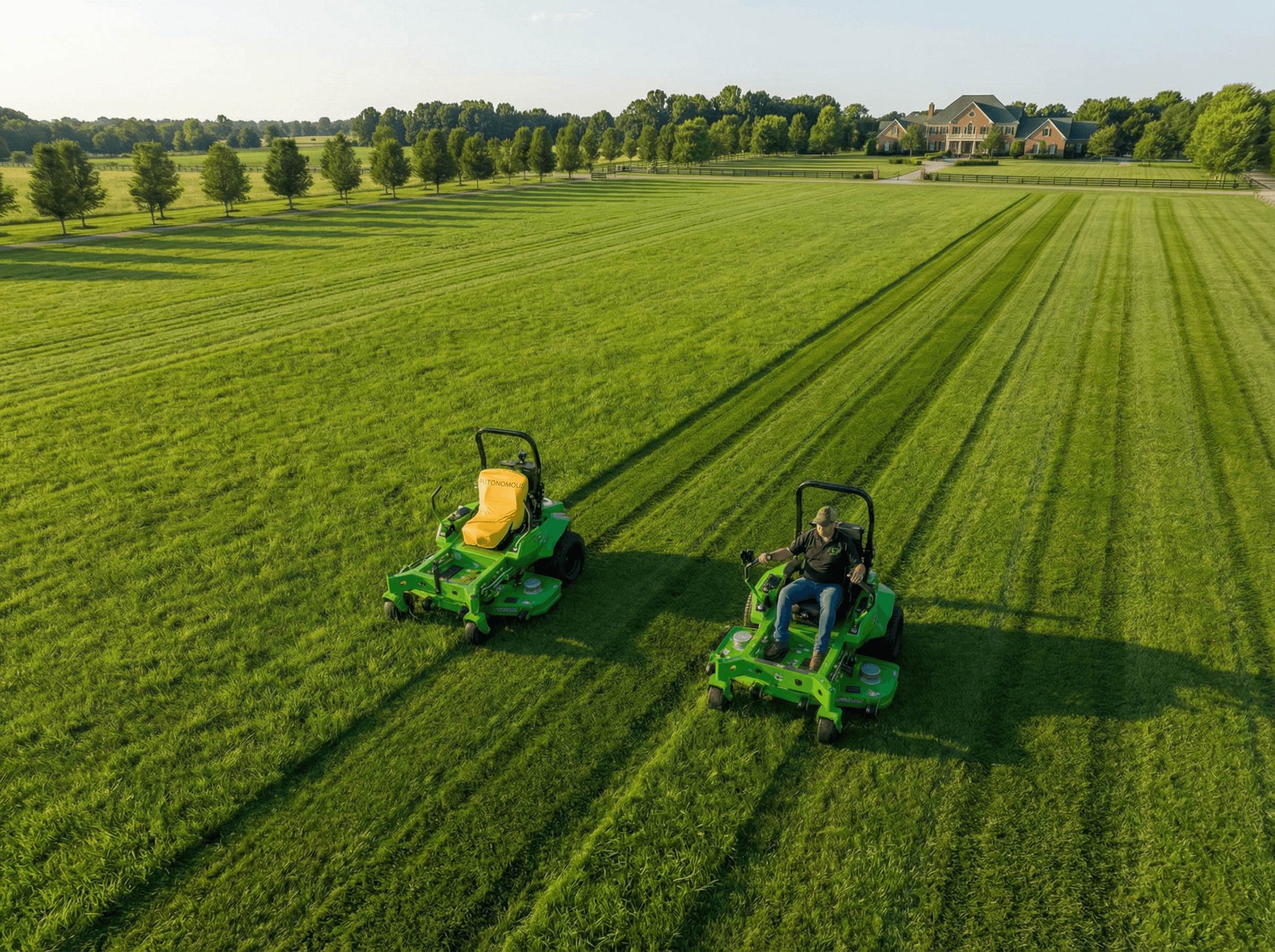 field with mowers