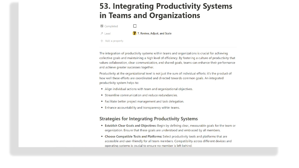 Integrating productivity systems screenshot