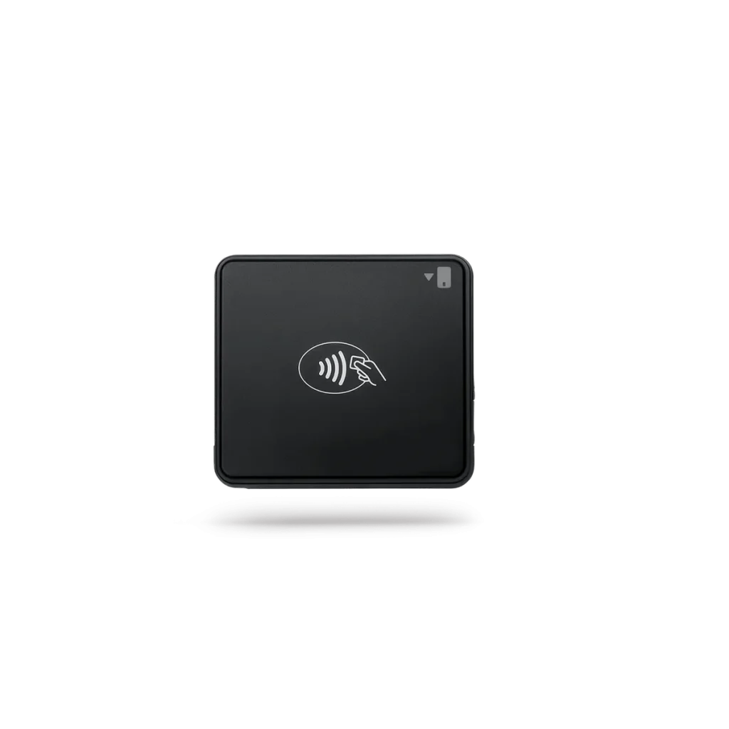 Black Chipper 2X BT card reader with contactless symbol for Shopify POS