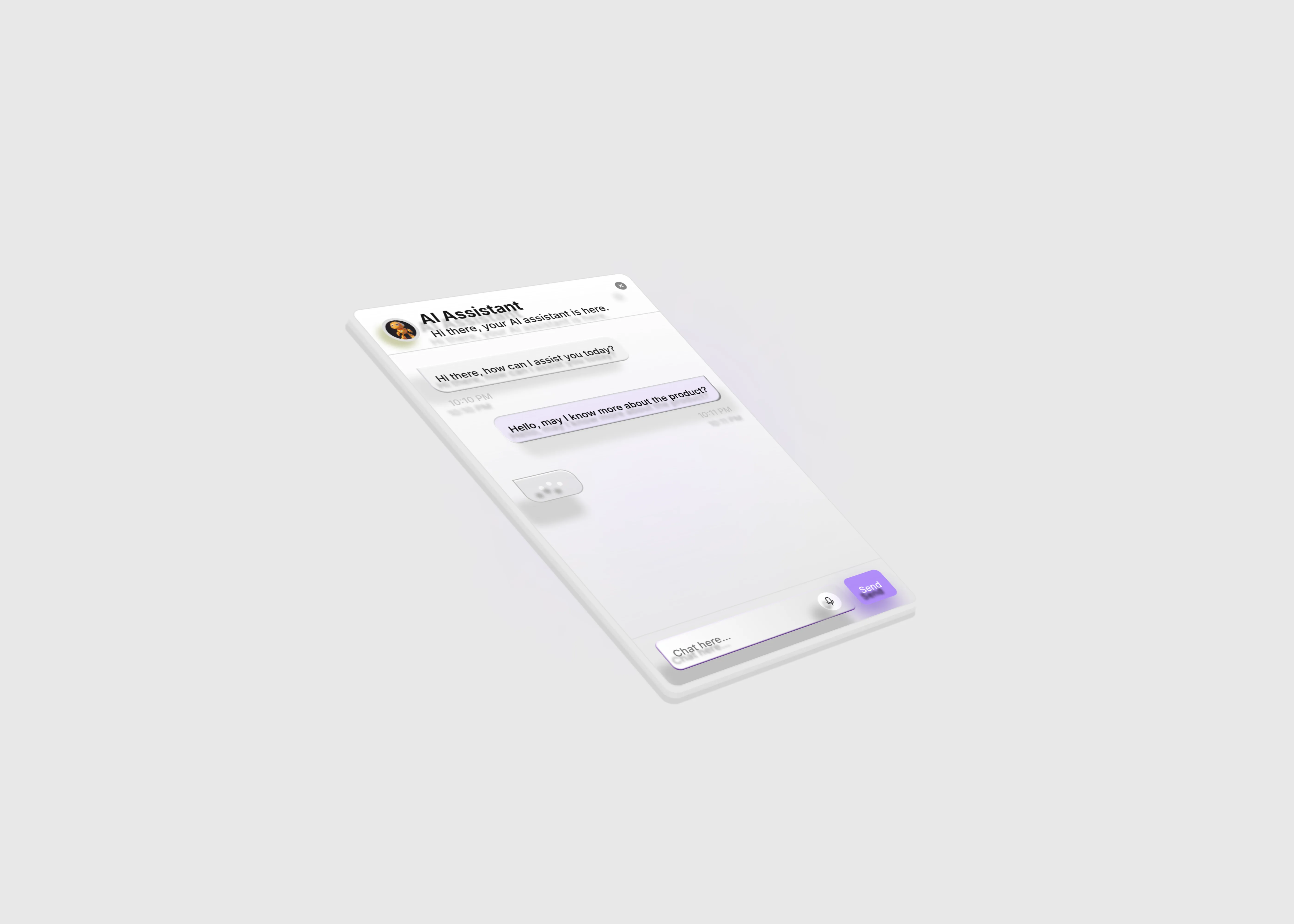 A chat bot ui design in light theme