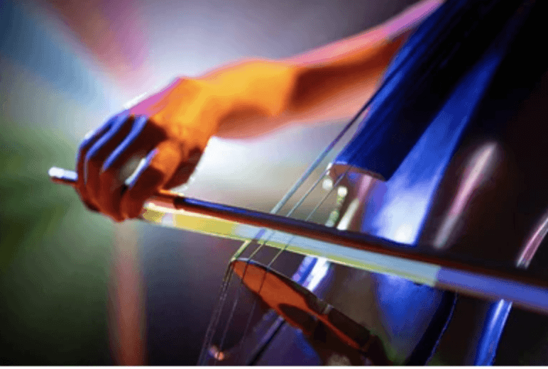 Orchestra in vibrant light