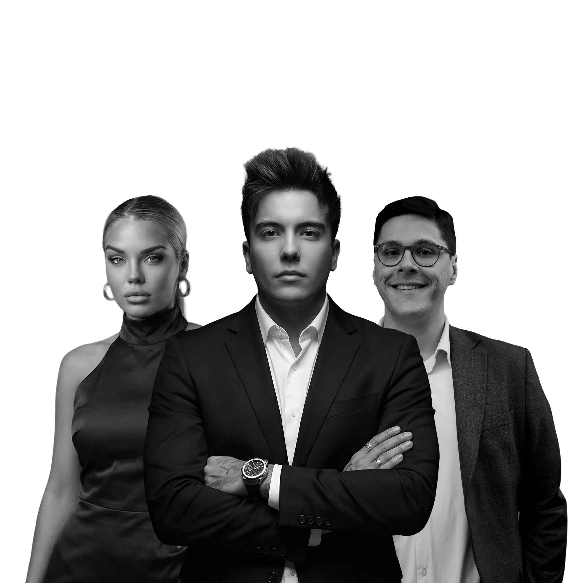 Professional woman in a suit standing in an office setting.